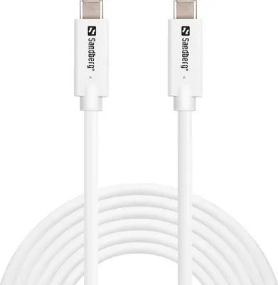 Immagine prodotto di Sandberg 136-75, 3 m, USB C, USB C, USB 3.2 Gen 2 (3.1 Gen 2), 10 Gbit/s, bianco