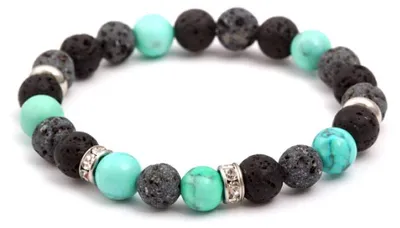 Immagine prodotto di Bracciale di perle in pietra lavica e turchese MINK100/18