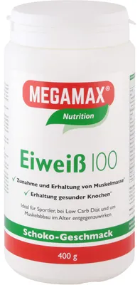 Produktbild von MEGAMAX Nutrition Eiweiß 100 Pulver Schoko-Geschmack, 400 g Pulver