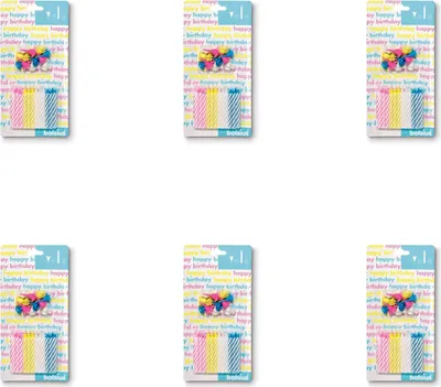 Produktbild von Bolsius - Kuchenkerzen - 24 Kerzen - 12 Halter - Sortiert - Vorteilspack - 144 Stücke - 6 Verpackung