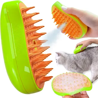 Produktbild von DAMPFBÜRSTE FÜR KATZEN, HUNDE UND TIERE ELEKTRISCH FÜR DIE FELLPFLEGE Grün
