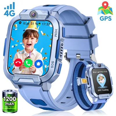 Produktbild von 2026 4G Kinder Smartwatch mit GPS Telefon Video SOS für Jungen Mädchen Smartwatch 4-fache Ortung (GPS, WLAN, LBS, AGPS), Sicherheitszonen, Eltern App