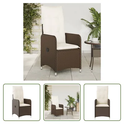Produktbild von The Living Store Gartensessel Verstellbar mit Kissen Braun Poly Rattan