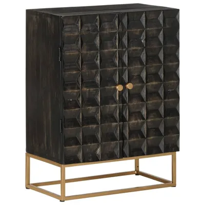 Zdjęcie produktu dla Maison Exclusive - Komoda stojąca, czarna, 55x34x75 cm, wykonana z litego drewna mango i żelaza