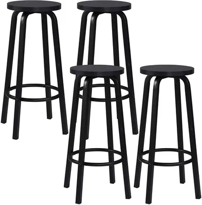 Produktbild von WOLTU 4er-Set Barhocker Barstuhl Bistrohocker Tresenhocker runde Sitzfläche aus MDF Gestell aus Metall Schwarz
