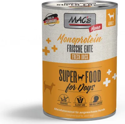 Produktbild von MAC's DOG - Monoprotein Dose 6x400g  |  Mono Ente