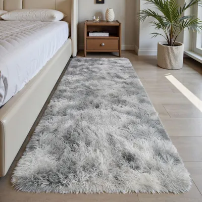 Produktbild von Grauer Läufer für Wohnzimmer, 80 x 300 cm, waschbar und rutschfest