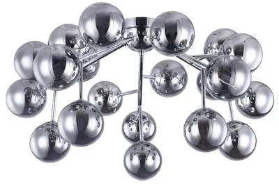 Produktbild von Casa Padrino Luxus Deckenleuchte Silber Ø 75 x H. 25 cm - Moderne Deckenlampe mit 20 kugelförmigen Glasschirmen