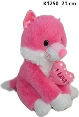 Immagine prodotto di Gatto rosa di peluche con cuore "LOVE", 21 cm
