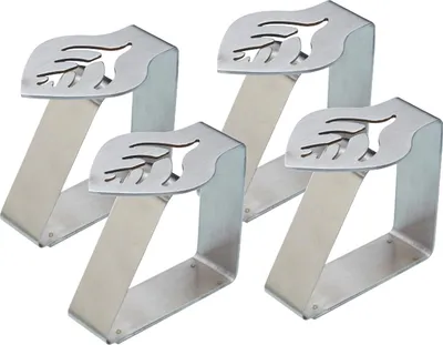 Produktbild von Kitchen Craft - Tischtuchzange de Edelstahl, max. Spannkraft de, Design de Blätter, Silber Edelstahl, Set de 4
