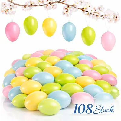 Produktbild von 108 Ostereier zum Aufhängen Osterdeko Eier Kunststoff Hängedeko Osterstrauch