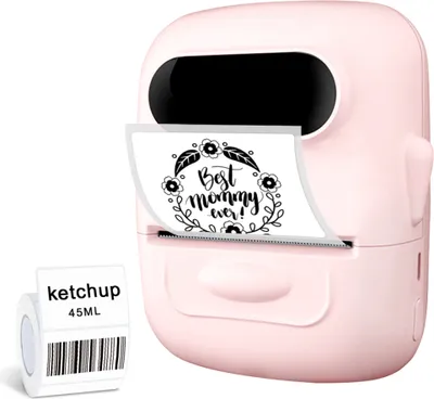 Produktbild von Fine Life Pro Mini Bluetooth Etikettendrucker, Thermoetikettendrucker, Labeldrucker Label Printer für Haus, Schule, Barcode, Geschäft, Rosa