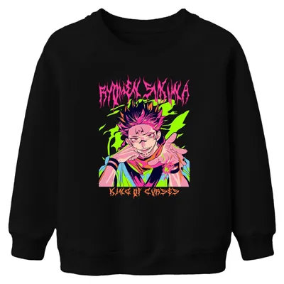 Zdjęcie produktu dla Bluza uni dla dzieci z motywem anime „Jujutsu Kaisen: Ryomen Sukuna – Król Klątw”, czarna, rozmiar 152