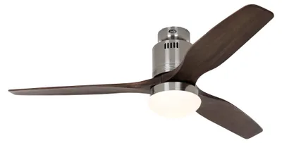 Zdjęcie produktu dla CasaFan 132 BN-NB, Wentylator domowy z łopatkami, Chrom, Orzech włoski, Sufit, 25 m², 188 RPM, 132 cm