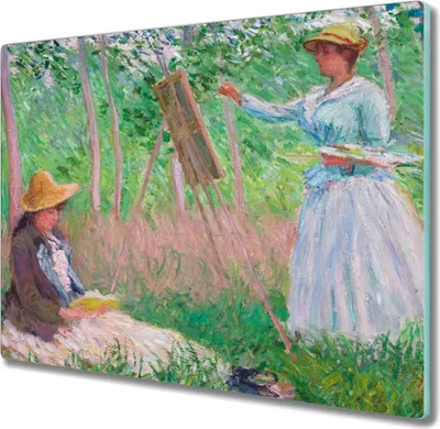 Produktbild von Coloray Hackbrett Herdabdeckplatte 60x52 cm Küchenbrett Kochplattenabdeckung Schneidebrett - Frau mit Regenschirm Monet