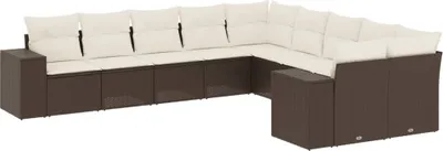 Produktbild von 10-tlg. Garten-Sofagarnitur mit Kissen Braun Poly Rattan