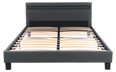 Produktbild von HOME DELUXE - LED Bett ASTRO - Dunkelgrau, 140 x 200 cm - Inkl. Lattenrost I Polsterbett Design Bett inkl. Beleuchtung