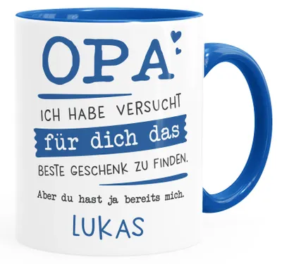 Produktbild von Tasse personalisiertes Geschenk Spruch Papa/Mama Ich habe versucht für dich das beste Geschenk zu finden... anpassbarer Name SpecialMe® Opa - 1 Name inner-royal Keramik-Tasse