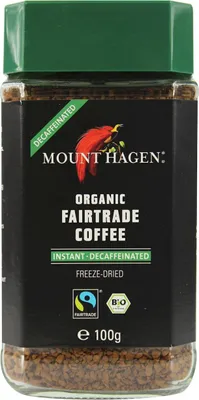 Zdjęcie produktu dla KAWA ROZPUSZCZALNA BEZKOFEINOWA ARABICA/ROBUSTA FAIR TRADE100 g - MOUNT HAGEN