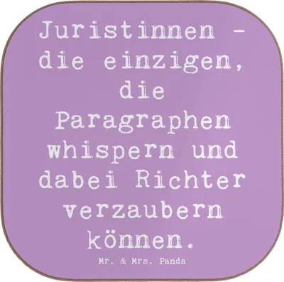 Produktbild von Mr. & Mrs. Panda weinglasuntersetzer Spruch Juristin Zauber - Lavendeltraum - Geschenk, Untersetzer Gläser, Coaster, Berufe, Berufsgestaltung, Holzuntersetzer, Anwältin
