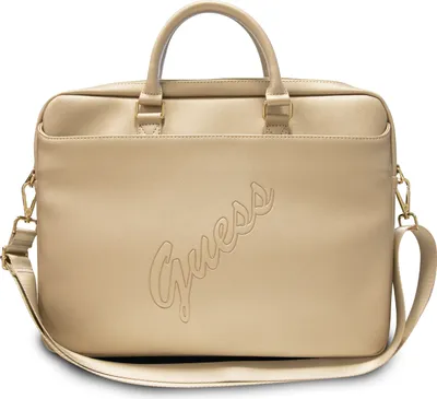Obrázok produktu pre Guess Saffiano Script Computertasche - Notebooktasche 15 Zoll (zlat)