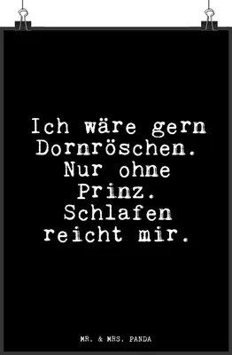 Produktbild von Mr. & Mrs. Panda Bild Ich wäre gern Dornröschen.... DIN A3 - Schwarz - Geschenk, Kunstdruck, Sprüche, Disney, Spruch, Wanddekoration, Märchen, wanddeko, lustig, drucke