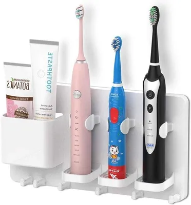 Produktbild von Weißer Wandmontierter Zahnputzhalter mit Selbstkleber