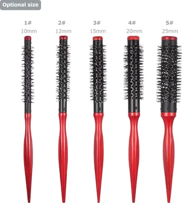 Image de Brosse ronde à cheveux de 12 mm, rouleau pour quiff, peigne pour coiffure DIY, salon de coiffure, coiffeur, brosse à cheveux en nylon