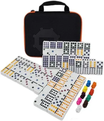 Produktbild von Doppeltes Dominospiel-Set, 91 Steine, 9 Züge, Stoffkoffer, Büro oder Party