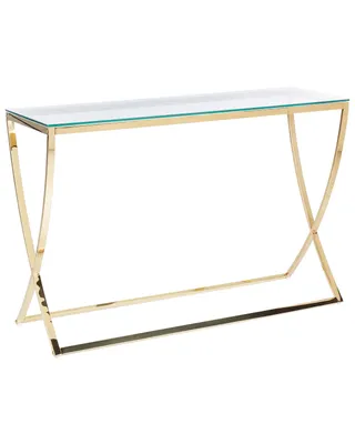 Produktbild von BELIANI Konsolentisch Gold aus Glas Edelstahl 120 x 40 cm Glänzend Glamour Stil Elegant Edel für Wohnzimmer Schlafzimmer Flur