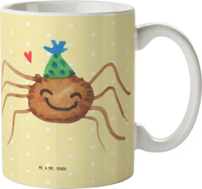 Produktbild von Mr. & Mrs. Panda Pott Spinne Agathe Party - Gelb Pastell - Geschenk, Glück, Kindertasse, Motivation, Wunder, Trinklernbecher, Selbstliebe, Videos, Plastikbecher