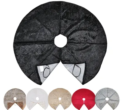 Produktbild von Kuschlige Christbaumdecke Rund Ø 120cm Weihnachtsbaumdecke Decke Tannenbaum Baum Schwarz / Ornamente