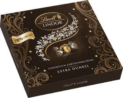 Produktbild von Lindt Lindor Winter Präsent Box extra Edelbitter Schokolade 186g