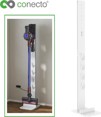 Produktbild von conecto Staubsauger Ständer Halterung universal kompatibel mit Dyson Gen5, V15, V12, V11, V10, V8, V7, Bodenständer, Zubehör Halter, weiß