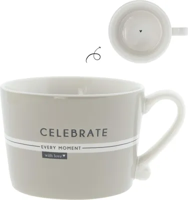 Produktbild von Tasse, Becher CELEBRATE EVERY MOMENT weiß titane 300ml Bastion Collections
