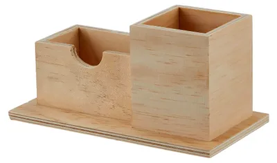 Produktbild von Stiftehalter 2 Fächer, Holz, Natur, 19 x 10 x 10 cm