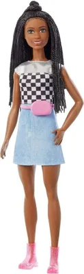 Immagine prodotto di Mattel GXT04 Barbie Big City, Big Dreams Barbie Brooklyn con capelli neri, top scintillante, gonna e accessori
