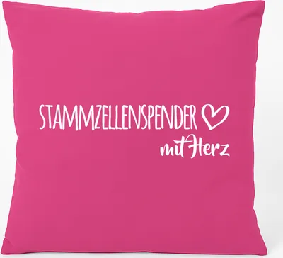 Produktbild von Huuraa Kissen Stammzellenspender mit Herz 40x40cm mit Füllung Fuchsia Baumwolle Dekokissen Geschenkidee