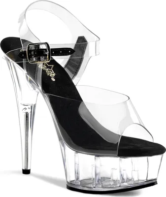 Produktbild von DELIGHT-608 Damen Sandale von Pleaser, Schwarz Transparent , EU 40, US 10