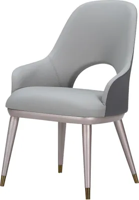 Produktbild von Lehnstuhl Stühle Design Möbel Luxus Esszimmer Edelstahl Grau Lederstuhl Edler
