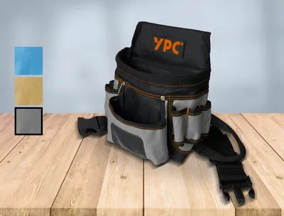 Zdjęcie produktu dla YPC Presto – pas narzędziowy XL – pas narzędziowy, pas roboczy, wodoodporna torba na narzędzia z pętlą na młotek, wytrzymały pas nylonowy, 12 kieszeni, kolor szaro-czarny, wymiary 27 x 21 x 13 cm – nośność 5 kg