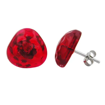 Produktbild von Ohrstecker Ohrring 14mm Dreieck rot-transparent gehämmert Kunststoff rot 14mm