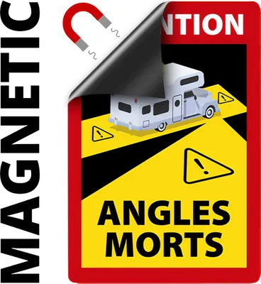 Produktbild von Angles Morts - Toter Winkel Hinweisschild im Wohnmobil-Design magnetisch, A5, 4 Stück