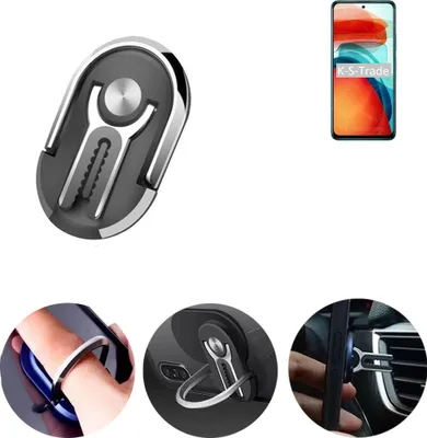 Produktbild von K-S-Trade 3in1 Smartphone-Ring Handy-Ring kompatibel mit Xiaomi Redmi Note 10 Pro China Fingerhalterung  Handyring Tischständer