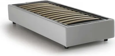 Produktbild von Einzelbett Lucia, Containerbett mit Kunstlederbezug, 100%  Italy, Frontöffnung, passend für Matratze Cm 90x200, Weiß