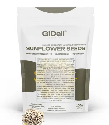 Produktbild von Sonnenblumenkerne 200g Geschält Roh Vegan Natur Proteinreich Snack Backen GiDeli