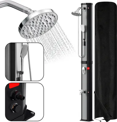 Produktbild von Solardusche 60L mit Schutzabdeckung、mit Handbrause、Silber Dusche Pooldusche Solar Gartendusche Deluxe Festival Outdoor