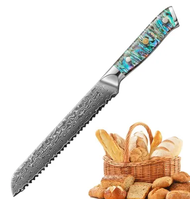 Produktbild von Brotmesser, Damaststahlklinge, Abalone-Schalengriff, DMS-021