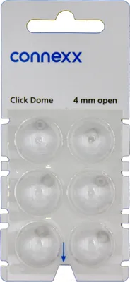 Produktbild von connexx Click 4 mm Open Domes 6er Blister Weiß Hörgeräteschirmchen Silikon 10426016