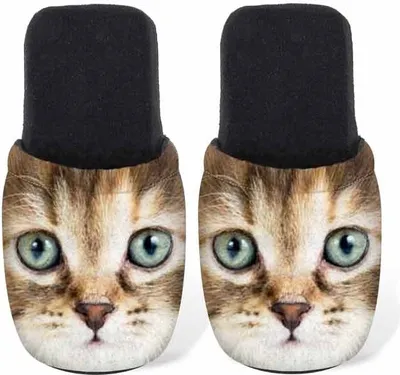 Produktbild von Betz Damen Jersey Hausschuhe Pantoffel Pantoletten KATZE mit grünen Augen Größe - L